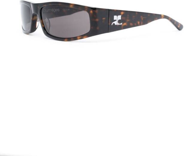 Courrèges Zonnebril met schildpadschild design Bruin