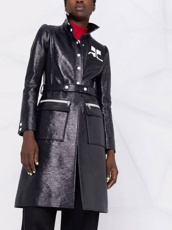 Courrèges Vinyl trenchcoat met logo-applicatie Blauw