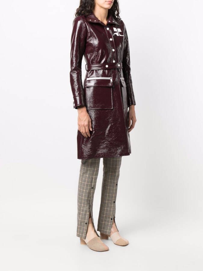 Courrèges Vinyl trenchcoat met logo-applicatie Paars