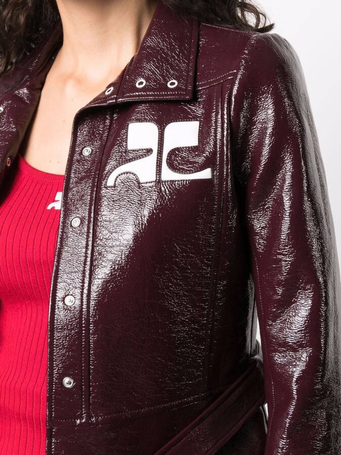 Courrèges Vinyl trenchcoat met logo-applicatie Paars