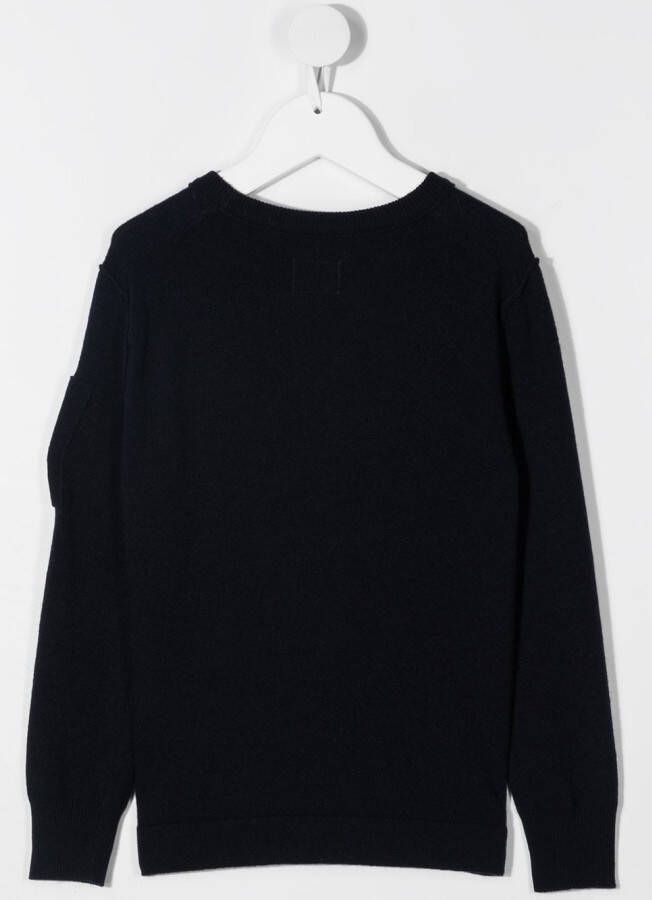 C.P. Company Kids Trui verfraaid met geribbelde afwerking Blauw