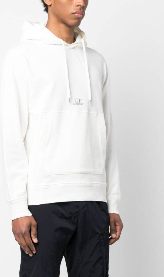 C.P. Company Hoodie met geborduurd logo Wit