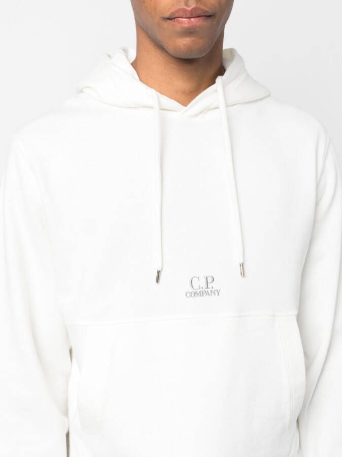 C.P. Company Hoodie met geborduurd logo Wit
