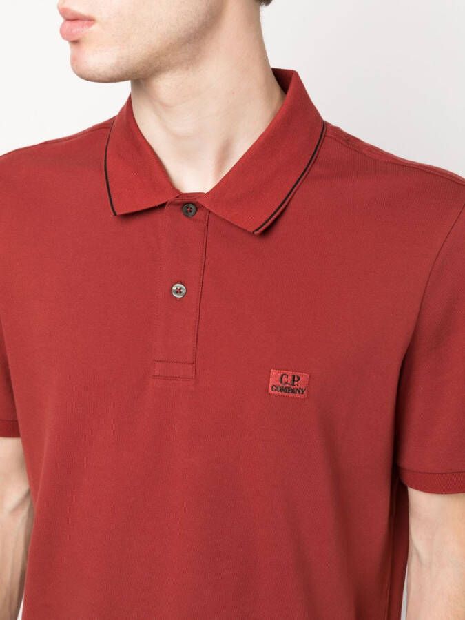 C.P. Company Poloshirt met logopatch Rood