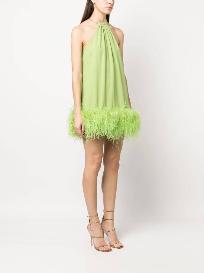 Cult Gaia Mini-jurk met veren afwerking Groen