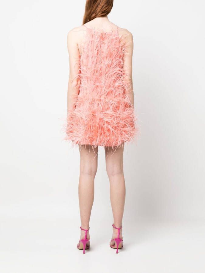 Cult Gaia Mini-jurk verfraaid met veren Roze