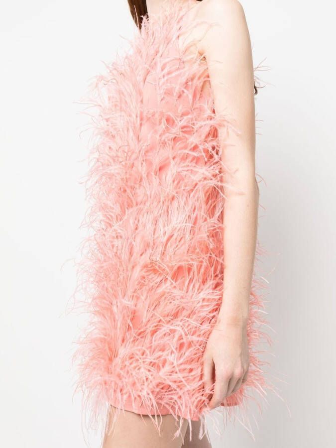 Cult Gaia Mini-jurk verfraaid met veren Roze