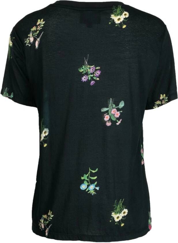 Cynthia Rowley T-shirt met bloemenprint Zwart