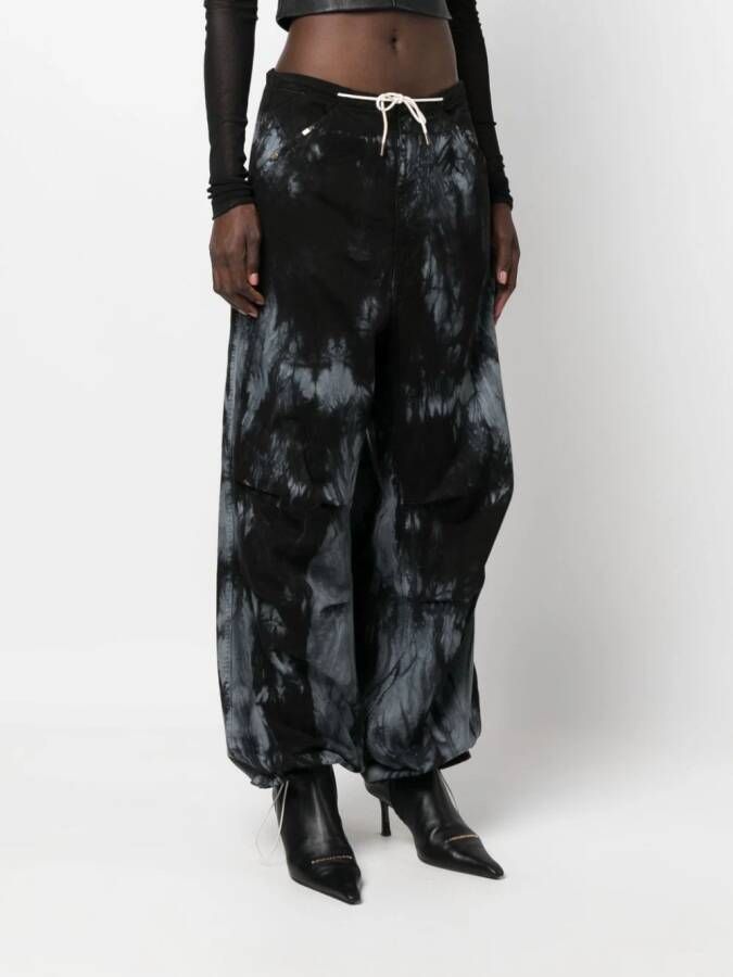 DARKPARK Broek met tie-dye print Zwart