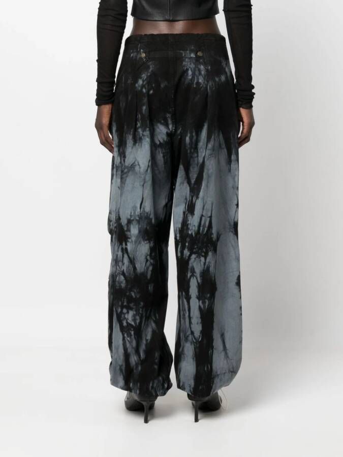 DARKPARK Broek met tie-dye print Zwart