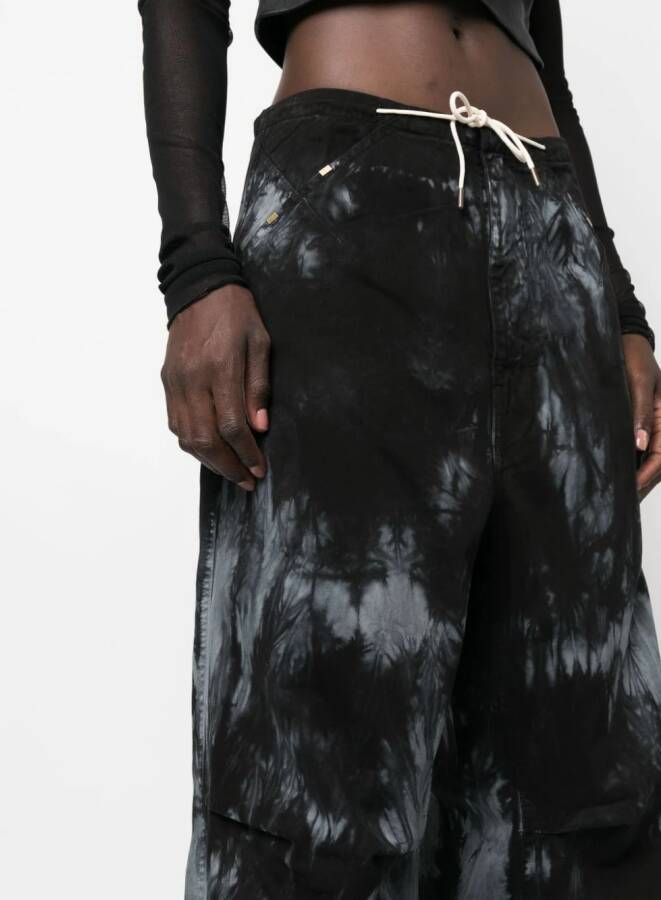 DARKPARK Broek met tie-dye print Zwart