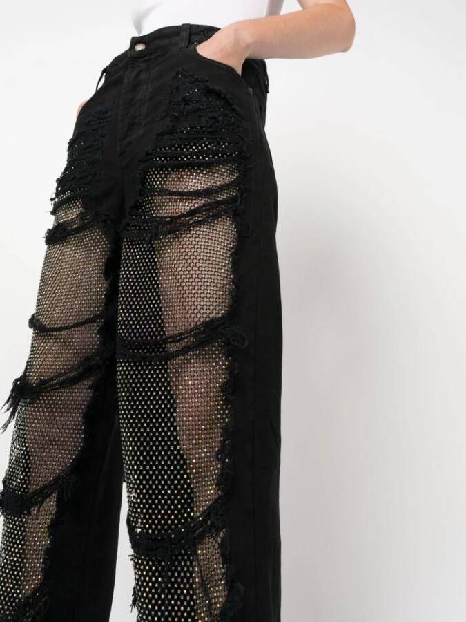DARKPARK Jeans verfraaid met kristallen Zwart
