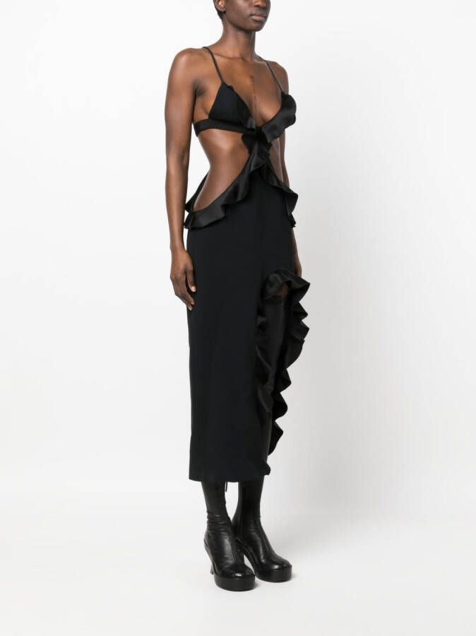 David Koma Asymmetrische jurk Zwart