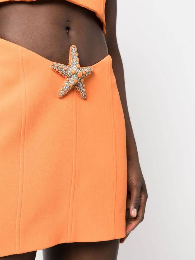 David Koma Mini-rok met kristallen Oranje