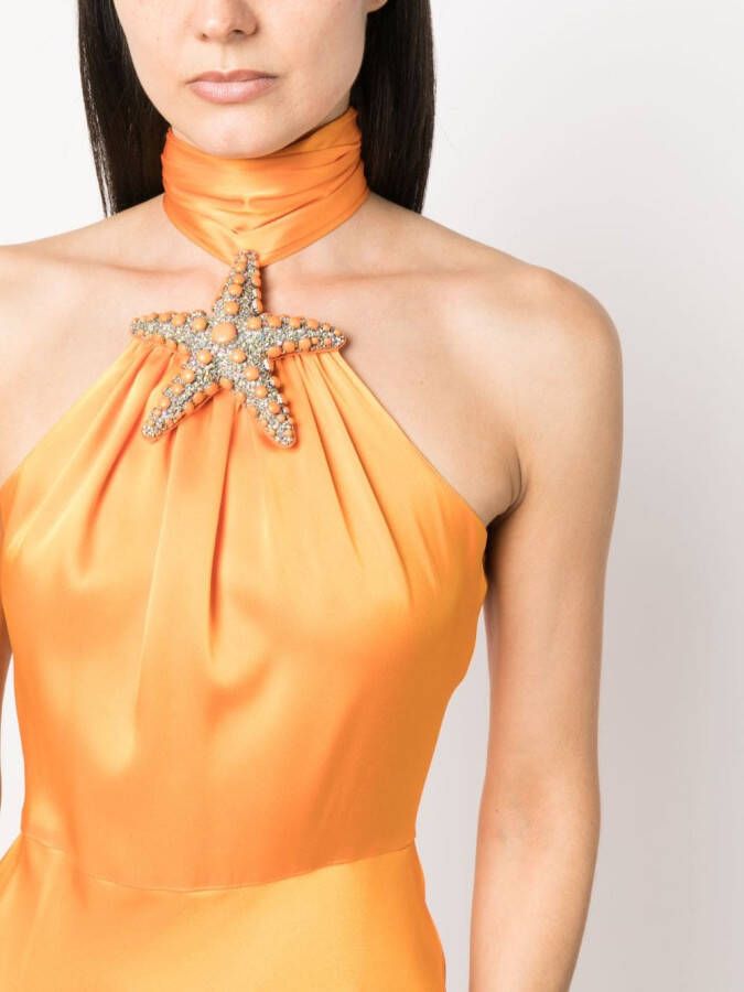 David Koma Asymmetrische jurk Oranje