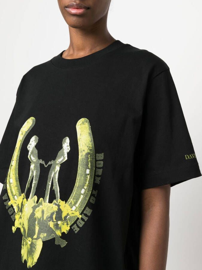 David Koma T-shirt met grafische print Zwart