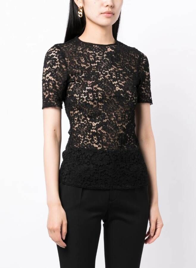 Del Core Blouse met bloemenkant Zwart