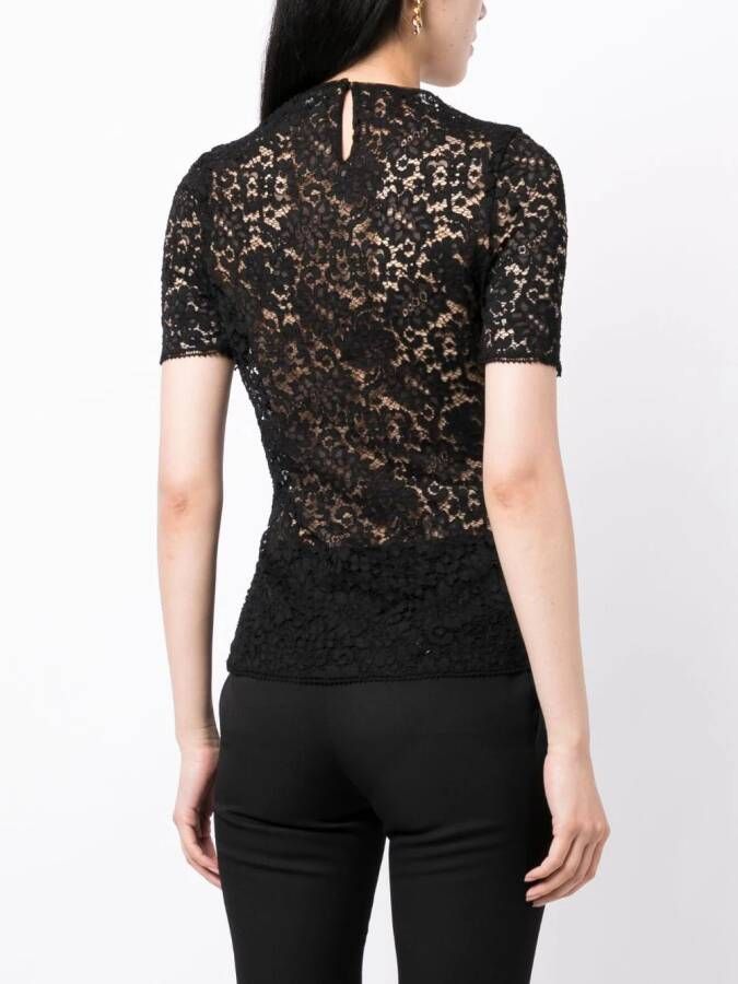 Del Core Blouse met bloemenkant Zwart