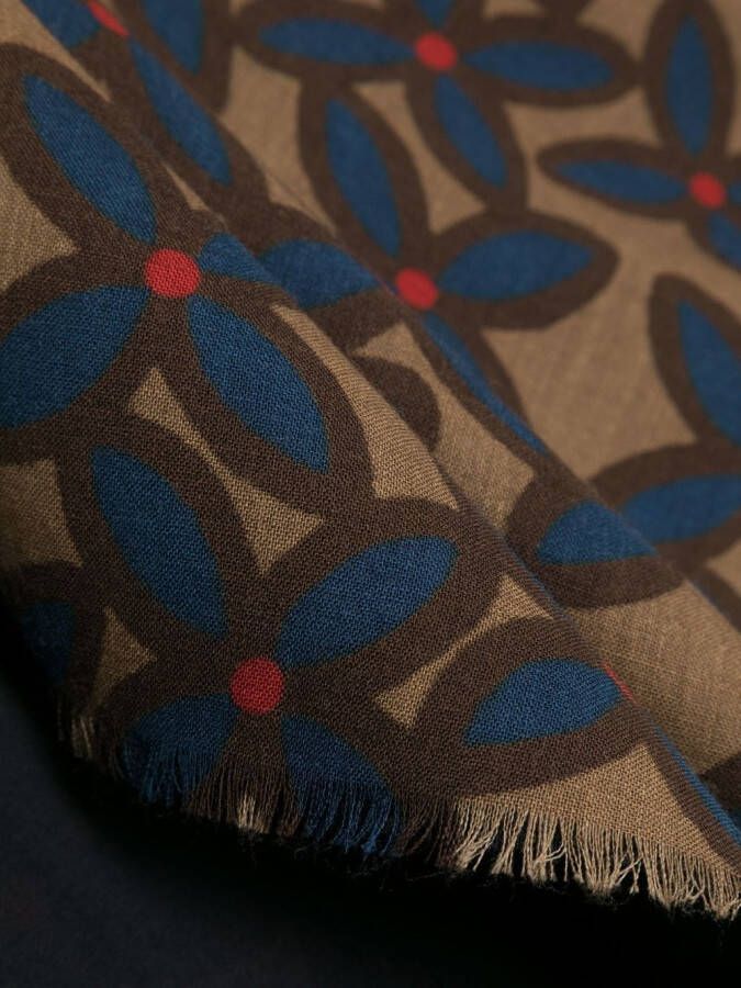 Dell'oglio Sjaal met bloemenprint Blauw