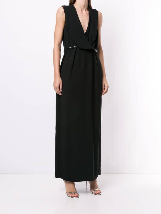 Delpozo Maxi-jurk met V-hals Zwart