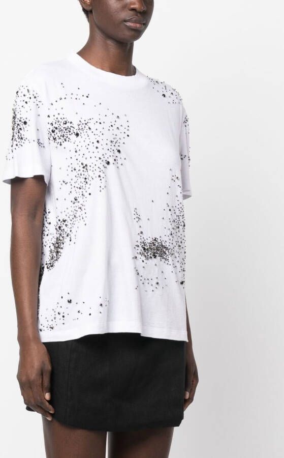 DES PHEMMES T-shirt verfraaid met kristallen Wit