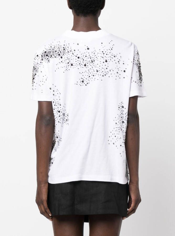 DES PHEMMES T-shirt verfraaid met kristallen Wit