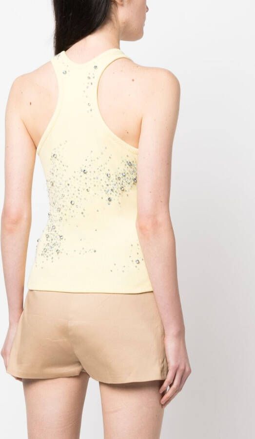 DES PHEMMES Tanktop verfraaid met kristallen Geel