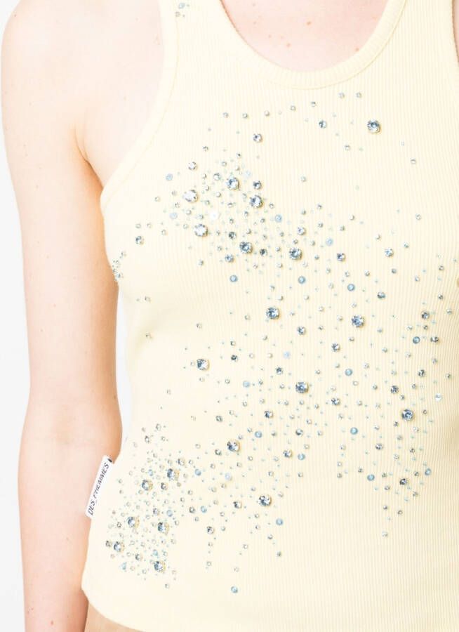 DES PHEMMES Tanktop verfraaid met kristallen Geel