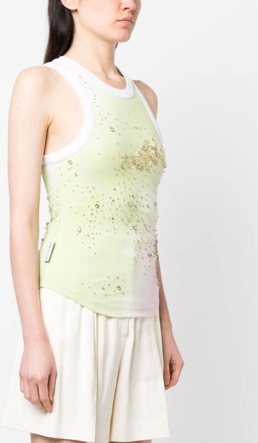 DES PHEMMES Tanktop verfraaid met kristallen Groen