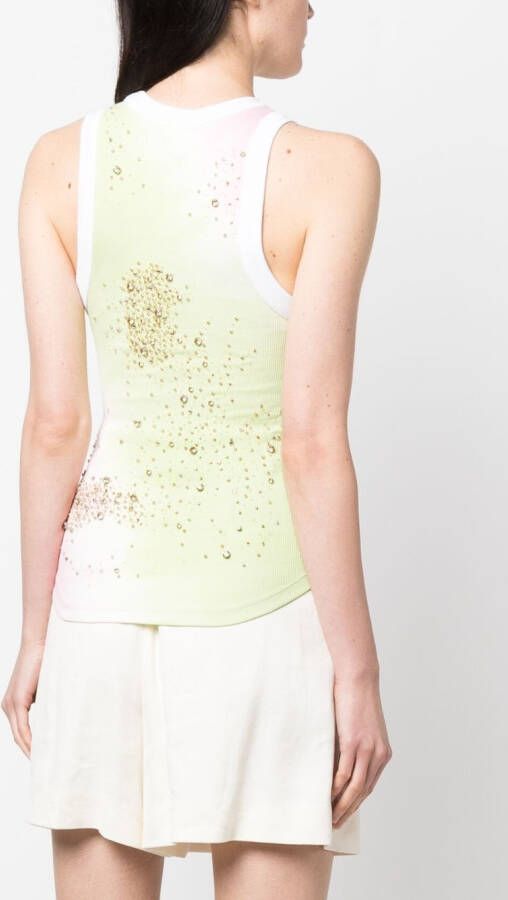 DES PHEMMES Tanktop verfraaid met kristallen Groen