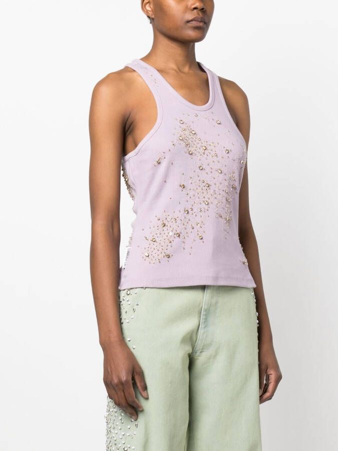 DES PHEMMES Tanktop verfraaid met kristallen Paars