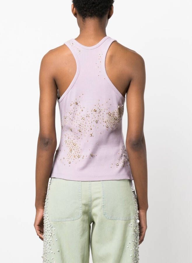 DES PHEMMES Tanktop verfraaid met kristallen Paars
