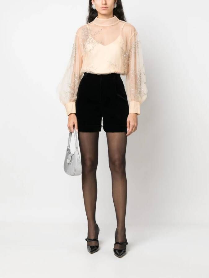 DES PHEMMES Blouse verfraaid met stras Beige