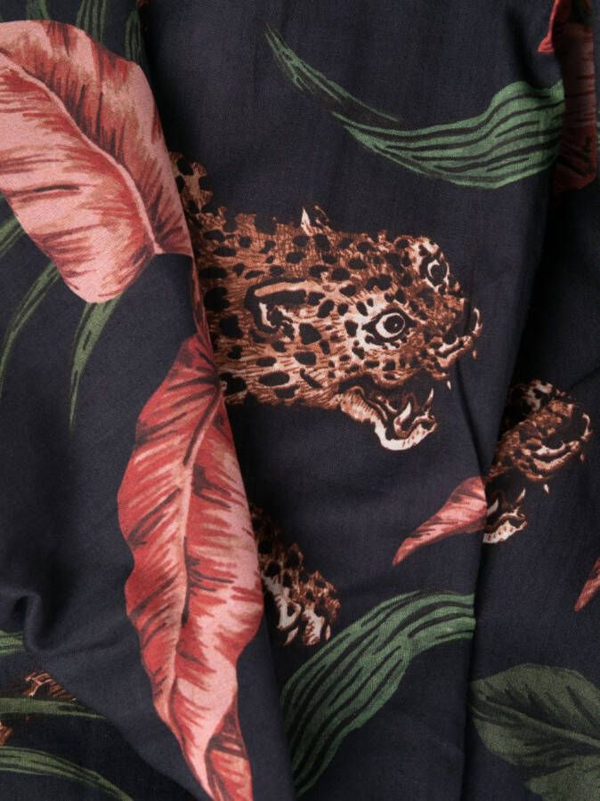 Desmond & Dempsey Pyjamabroek met jungle print Blauw