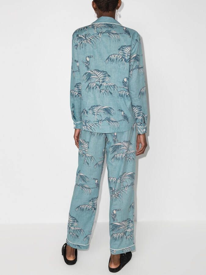 Desmond & Dempsey Katoenen pyjama Blauw