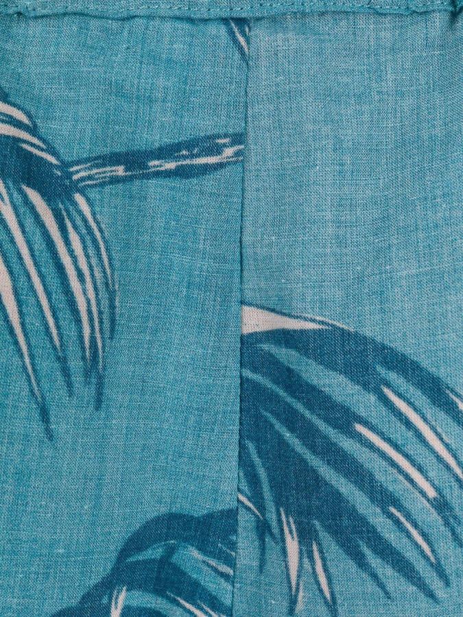 Desmond & Dempsey Pyjama met bladerprint Blauw
