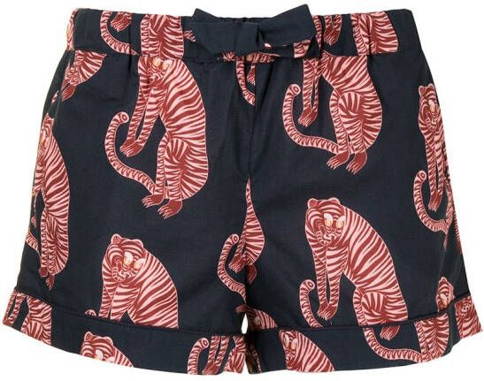 Desmond & Dempsey Pyjama met print Blauw