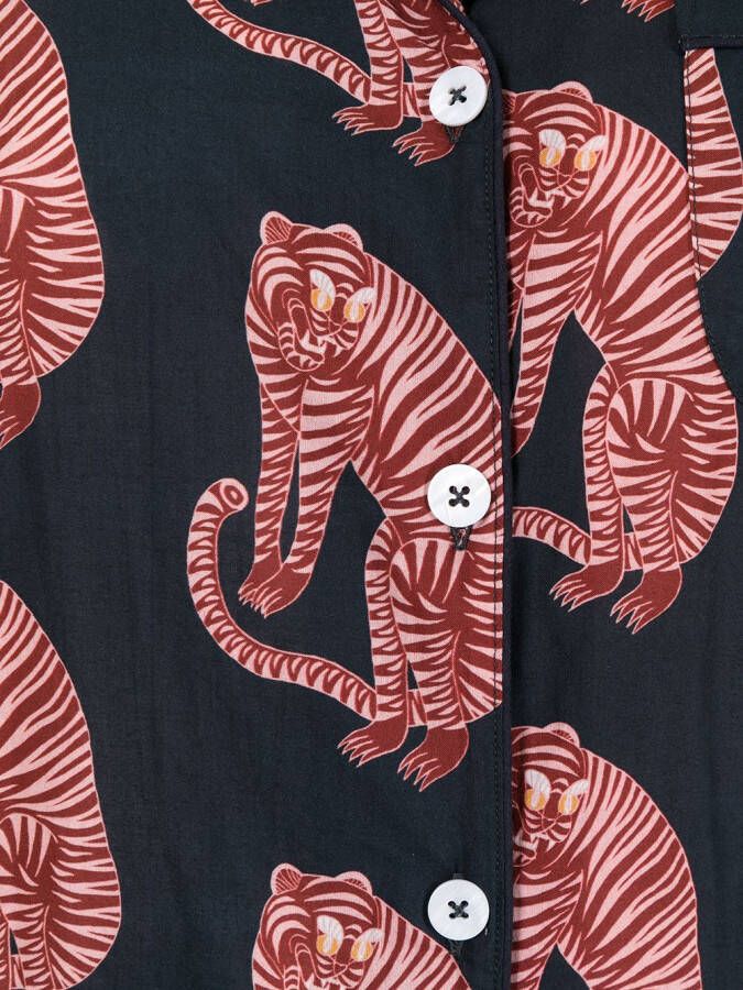 Desmond & Dempsey Pyjama met print Blauw