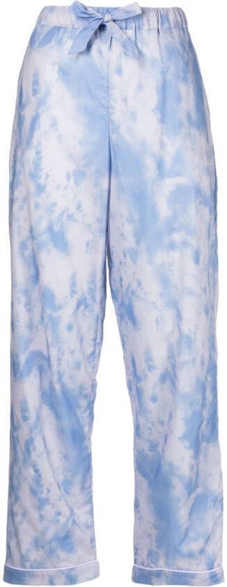 Desmond & Dempsey Pyjama met tie-dye print Blauw