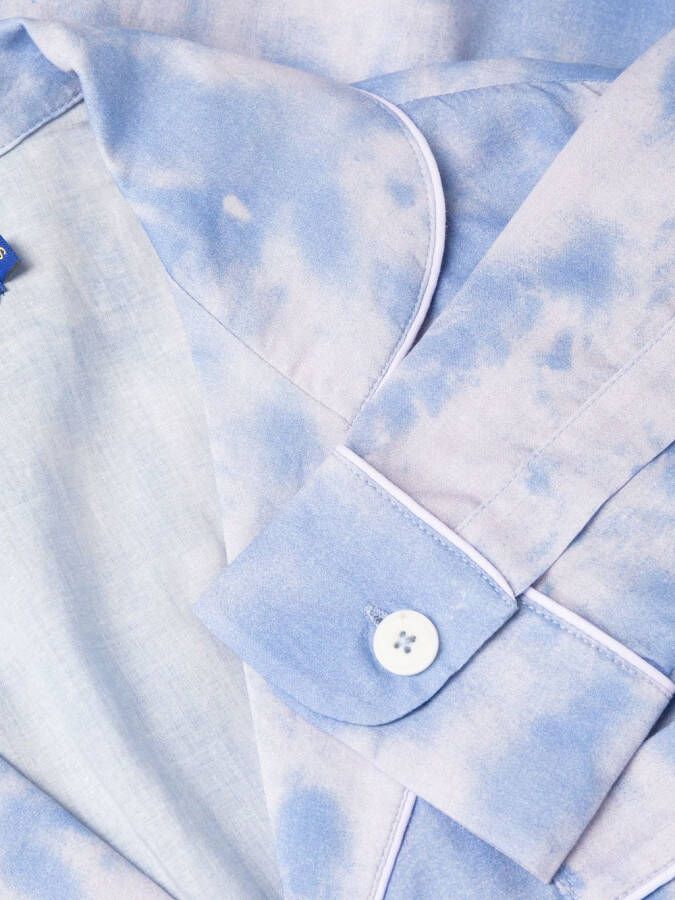 Desmond & Dempsey Pyjama met tie-dye print Blauw