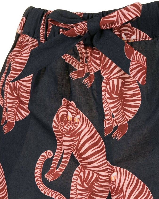 Desmond & Dempsey Pyjama met tijgerprint Blauw