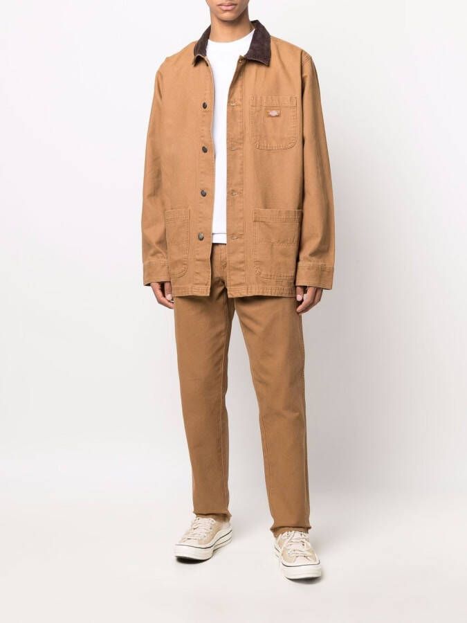 DICKIES Broek met logopatch Bruin