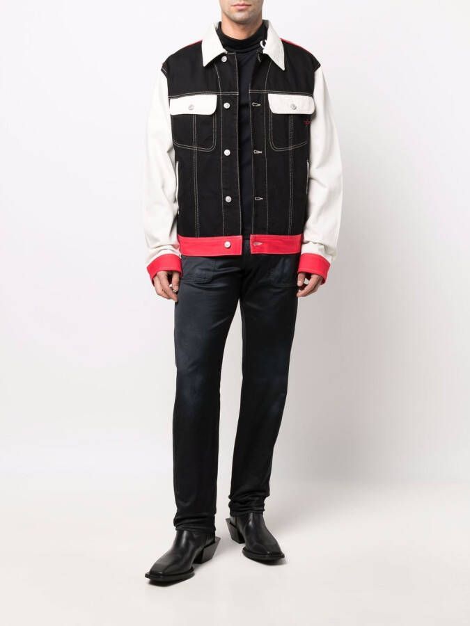 Diesel Broek met geborduurd logo Blauw