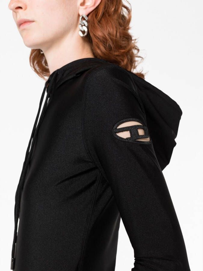 Diesel T-Metal hoodie met uitgesneden logo Zwart