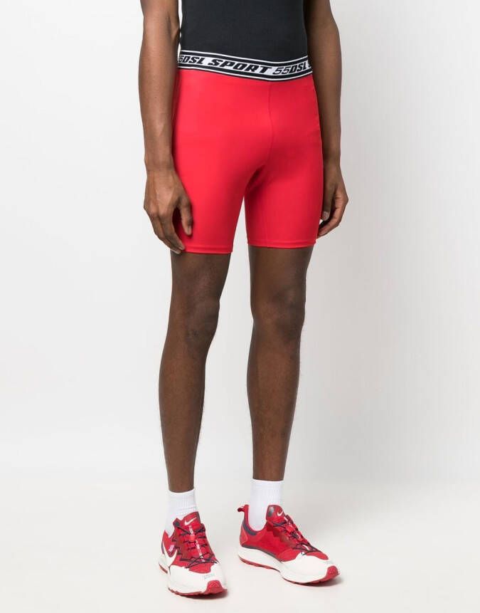 Diesel Fietsshorts met logo tailleband Rood