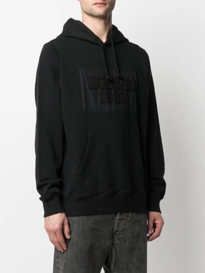 Diesel Hoodie met logopatch Zwart