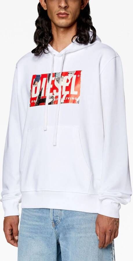 Diesel S-Ginn-Hood-L4 hoodie met logoprint Wit