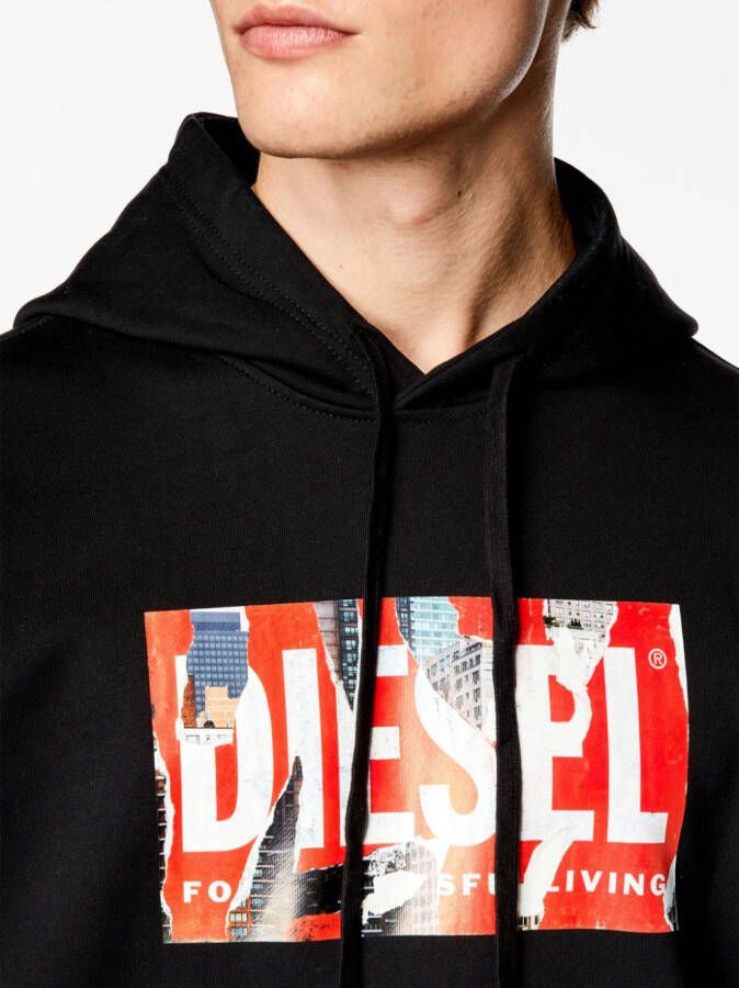 Diesel S-Ginn-Hood-L4 hoodie met logoprint Zwart
