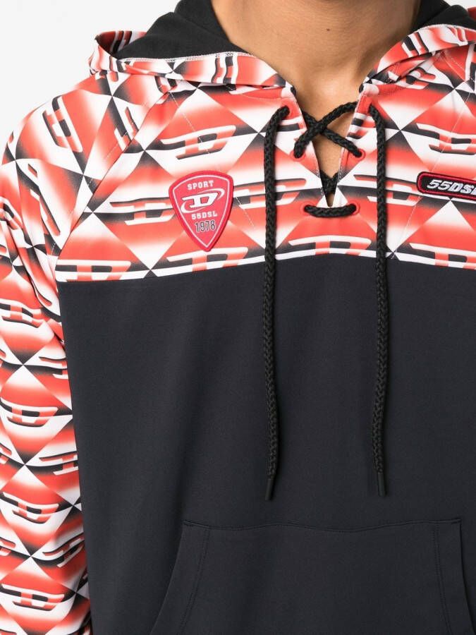 Diesel Hoodie met monogram Zwart