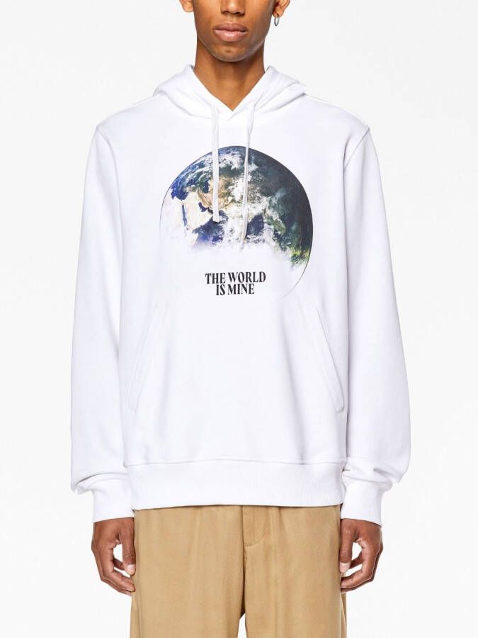 Diesel S-Ginn-Welt hoodie met tekst Wit